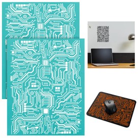 INFUNLY 2 PCS Circuit Board Silk Screen Stencil 8.5x11 Inch Reusable Adhesive Stencil Circuit Stencil Patterns for Painting Background Mesh Adhesive Screen Painting Kit for Painting on Wood Home Decor