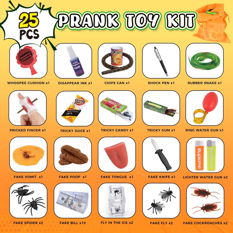 LovesTown Prank Kit, 25 PCS Prank Stuff for Adults Gag