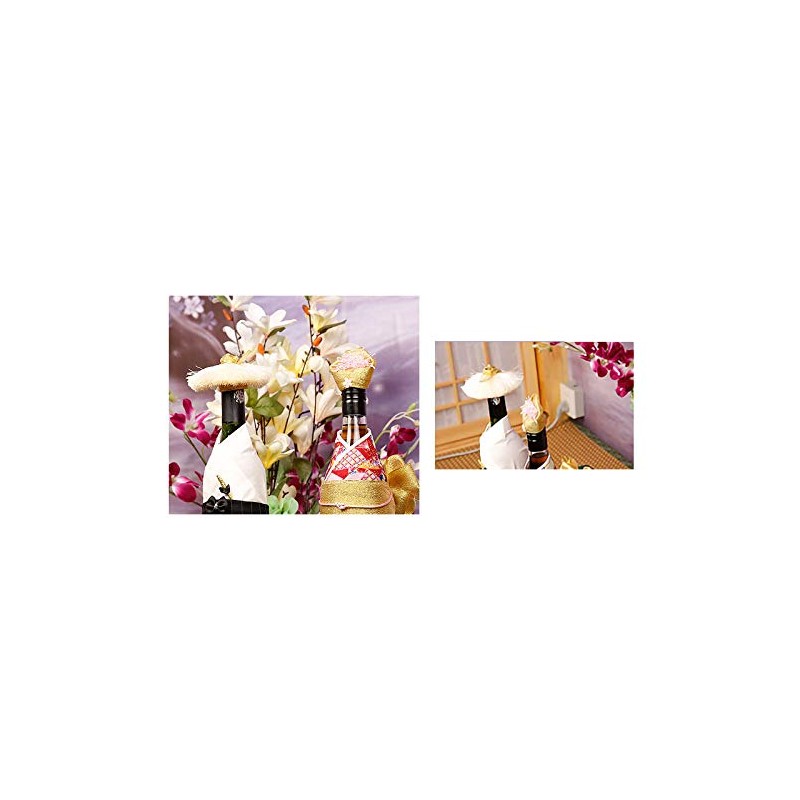 Kelendle 2Pcs Creative Japanese Kimono Bottle Cover with Hats Wine