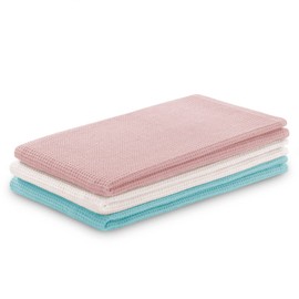 AmeliaHome Set of 3 Tea Towels Cotton Kitchen Towels 50 x 70 cm Waffle Pique Waffle Fabric Letty Pink Turquoise