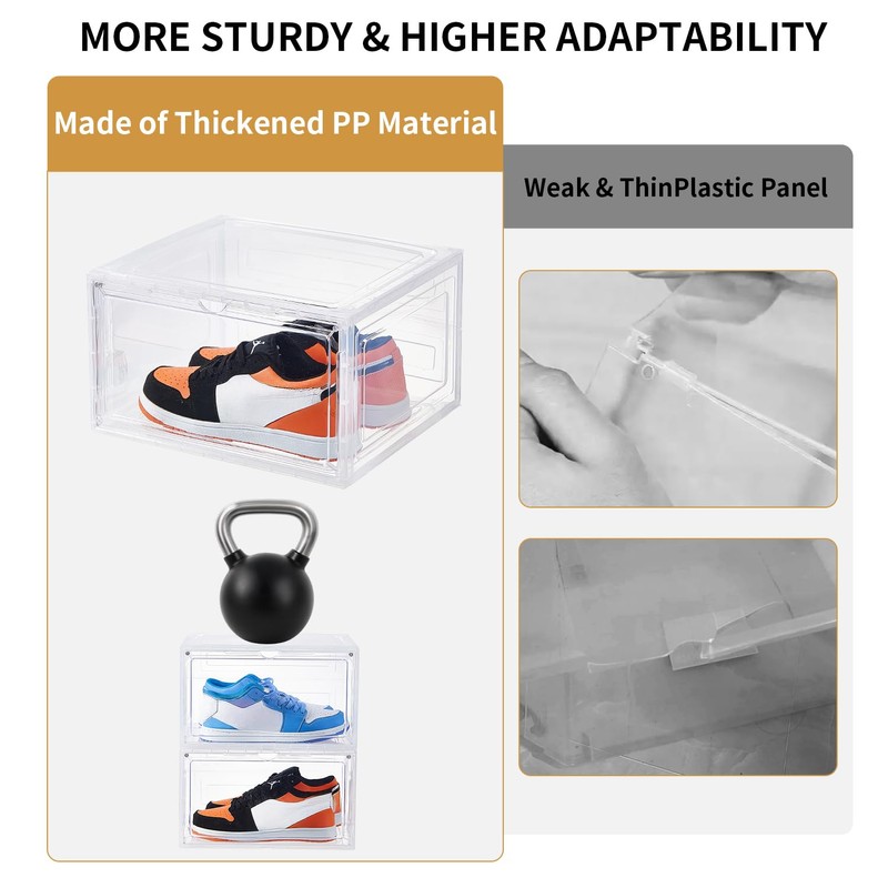 Shoe Boxes Set of 8,Stackable Large Shoe Organizer with Magnetic