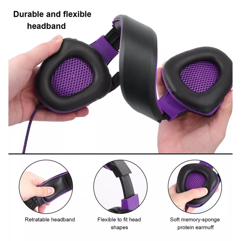 EGTMA Audifonos Profesional Diadema Gamer Usb Audio Led
