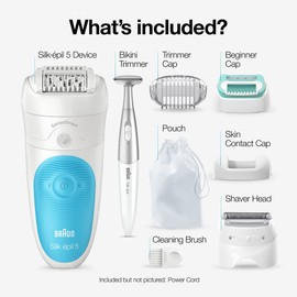 Braun Epilator Silk-épil 5 5-810, Hair Removal Device, Epilator for Women, Shaver & Bikini Trimmer, Cordless, Rechargeable, Wet & Dry, Holiday Gifts for Women