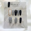 Black tweed gold point handmade nail tip - long ballet