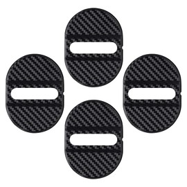 Titgoes 4 PCS Car Door Latches Cover, Carbon Fiber Vehicle Door Lock Protector, Automotive Latches Decoration Protector, Universal for Most Cars (Black)