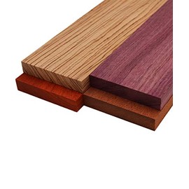 Imported Exotic Hardwood Variety Pack - Padauk, Zebrawood, Purpleheart, and Merbau (3/4" x 6" x 18" (4 Pcs))