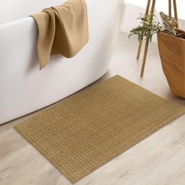 Nailttos Boho Bathroom Rugs, 2' x 3' Reversible Cotton Woven Low Profile Entryway Rug, Washable Natural Brown Rug Front Door Rug Modern Farmhouse Decor Carpet for Entrance Foyer Bedroom Kitchen