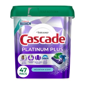 Cascade Platinum Plus Dishwasher Pods, Dishwasher Detergent, Dish Detergent Soap, Mountain, 47 Count
