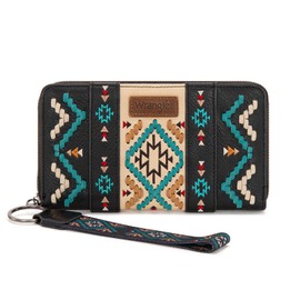Wrangler Wallet Wristlet for Women Aztec Clutch Long Purse Boho Credit Card Holder Wallet WG2214-W006BK