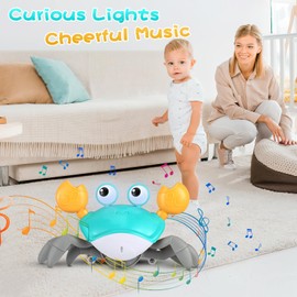 Baby Crawling Toy from 3 6 9 Months, Crab Musical Toys for Babies, Toy Boy Girl Crawling Toy Baby Gifts for Children Enfant Newborn Tummy Time Toys (Blue)