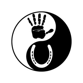 Yin Yang Horse Human Decal Notebook Car Laptop 5.5" (Black)