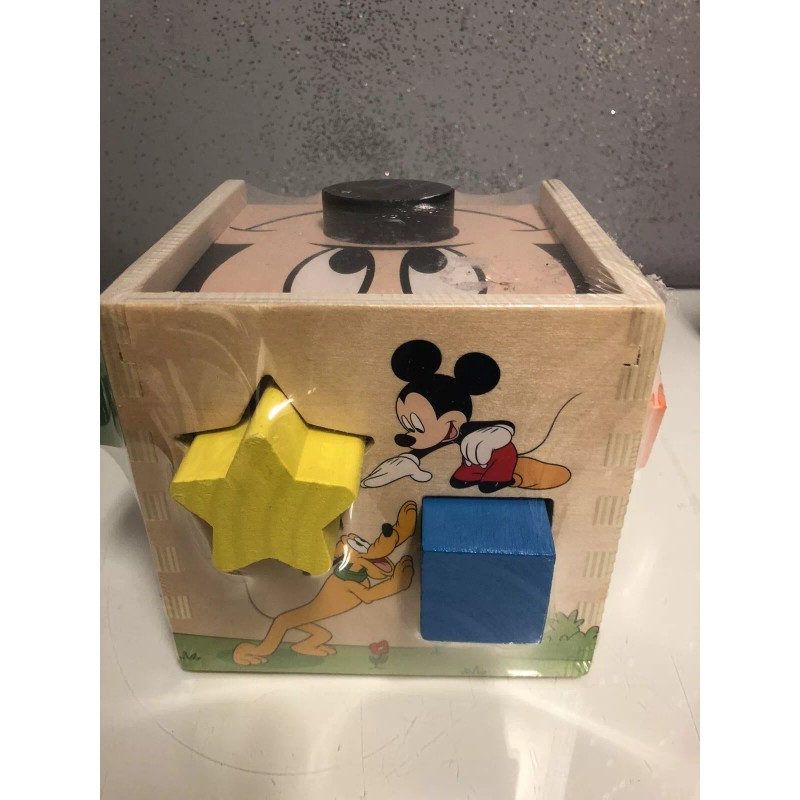 Melissa & Doug Mickey Mouse Wooden Shape Sorting Cube, Ages