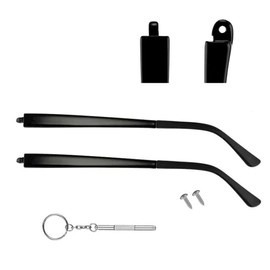 QYAJS 1 Pair TR90 Bright Black Glasses Replacement Glasses Replacement Temple Eyeglasses Arms Legs Screws and 3-in-1 Screwdriver (Single Straight Teeth 8mm)