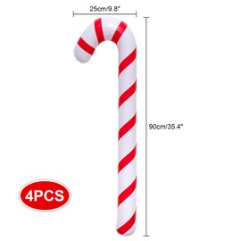 Inflatable Christmas Candy Canes 90cm Inflatable Christmas Decorations Inflatable Candy Canes Novelty Giant Candy Cane Stick Christmas Tree Pattern Inflatable for Christmas Decoration (4pcs）