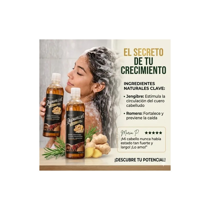 Shampoo Rapunzel Romero Jengibre Estimula Crecimiento