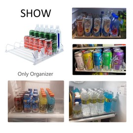 SZNLZQ SZNLZQ Drink Organizer for Fridge-White Automatic Pusher Glide,12oz 16oz 20oz-Soda Dispenser for Fridge-Holds up to 25 Cans