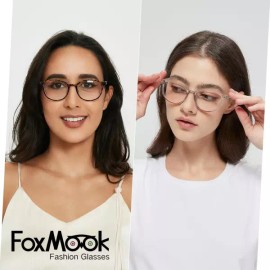 Foxmook 폭스무크 블루 라이트 차단 안경 라운드 여성 남성 컴퓨터 안티 스트레인/UV/글레어 게이밍 [C1 2 Black] Foxmook Blue Light Blocking Glasses Round for Women and Men Computer Anti-Strain/UV/Glare Gaming [C1 2 Black]