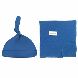 Baby Swaddle Blanket with Hat (Dark Blue, Blanket + Hat)