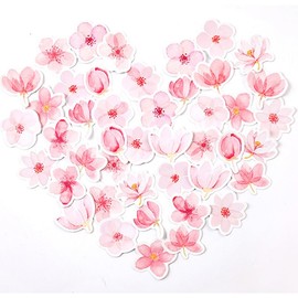 Small Cute Cherry Blossom Stickers, Obujopal 45pcs Sakura Stickers for Scrapbooking, Water Bottle, Junk Journal, Bullet Journal, DIY Decoration, Planners, Diary, Laptop, Phone Cases, and Art Crafts