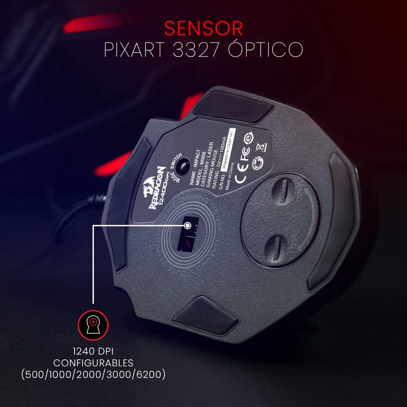 Redragon M908 12400 dpi Impact MMO Mouse para Juegos con