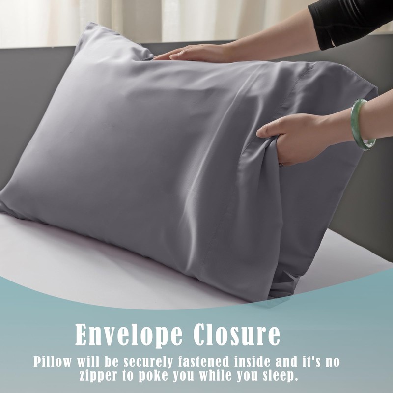 TELUS Pillow Cases Queen Size 2 Pack, Bamboo Rayon &