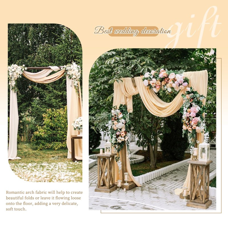 Showgeous Wedding Arch Draping Fabric 2 Panels 28" x20Ft Champagne