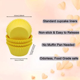 Pack of 200 Mini Muffins Paper Cases Yellow Muffin Cases Paper, Cupcake Cases, Yellow Muffin Cases Paper Small for Baking, Dessert Easter Valentine's Day Birthday Wedding Decoration