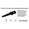 Pro-Graad 7/16 Hex to 1/2 Square Socket Extended Length Adapter