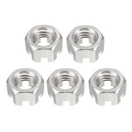 sourcing map M12 x 1.75mm Pitch 304 Stainless Steel Slotted Hex Nuts, Pack of 5