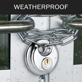Keyed Padlock, 70mm Waterproof Stainless Steel 3/8 Inch Shackle Heavy Duty Lock Round Outdoor Lock Storage Unit Lock and Garage, 4 Pack with 12 Keys (Keyed Different)