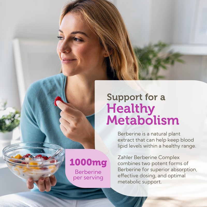 Zahler Berberine with Clinically Evaluated Berbevis, Metabolism and Glucos Support