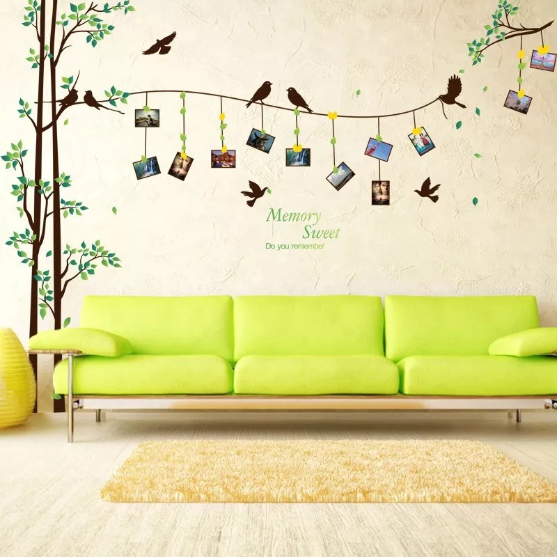 DaraBaby Vinil Decorativo Sala Habitación Árbol Porta Retratos Aves