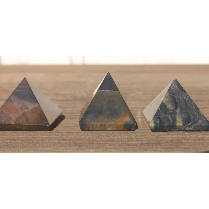 NATURAL BLUE TIGER EYE SMALL GEMSTONE PYRAMID 20-22mm