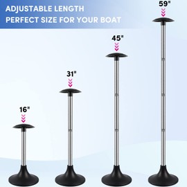 Boat Cover Support Poles 2 Pack,Stainless Steel Pole Boat Cover Support System with Webbing Strap,4-Stage Extension Adjustable Height of 16”-59”,for Boat Covers Prevent Water from Accumulation - Black