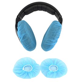 Tvoip 100Pcs Blue Non-Woven Sanitary Headphone Ear Cover, Disposable Super Stretch Covers Washable, for Most On Ear Headphones Earpads (9cm / 3.54 Inch)