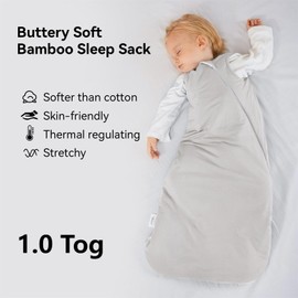 Bamboo Sleep Sack 12-18 Months 1.0 Tog Ultra Soft Baby Wearable Blanket Toddler Sleeping Sack for Babies Unisex Girl Boy 2-Way Zipper Baby Sleeping Bag Breathable Lightweight Large