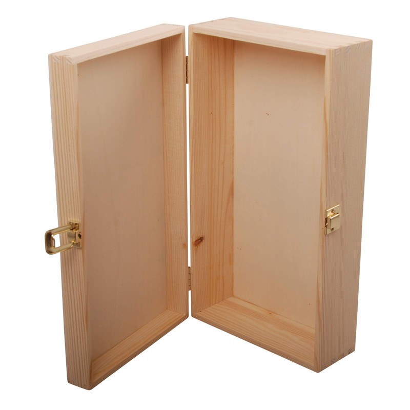 MYBOXES Natural Wooden Box with Buckle, 19.5 x 10 x