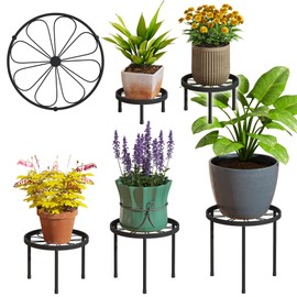 5 Pack Metal Plant Stand Indoor Outdoor Heavy Duty Plant Stands Anti-Rust Iron Flower Pot Stands,Flower Pot Stand Plant Pot Shelf for Garden Garden Balcony (Black)