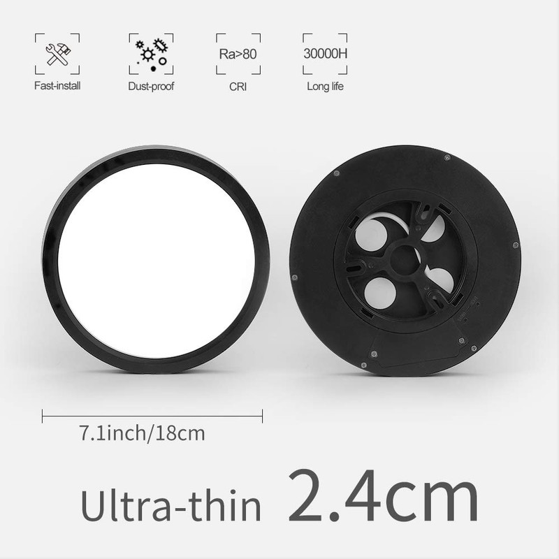 LVL LED Ceiling Light Black Shell 12W 1100lm Natural White
