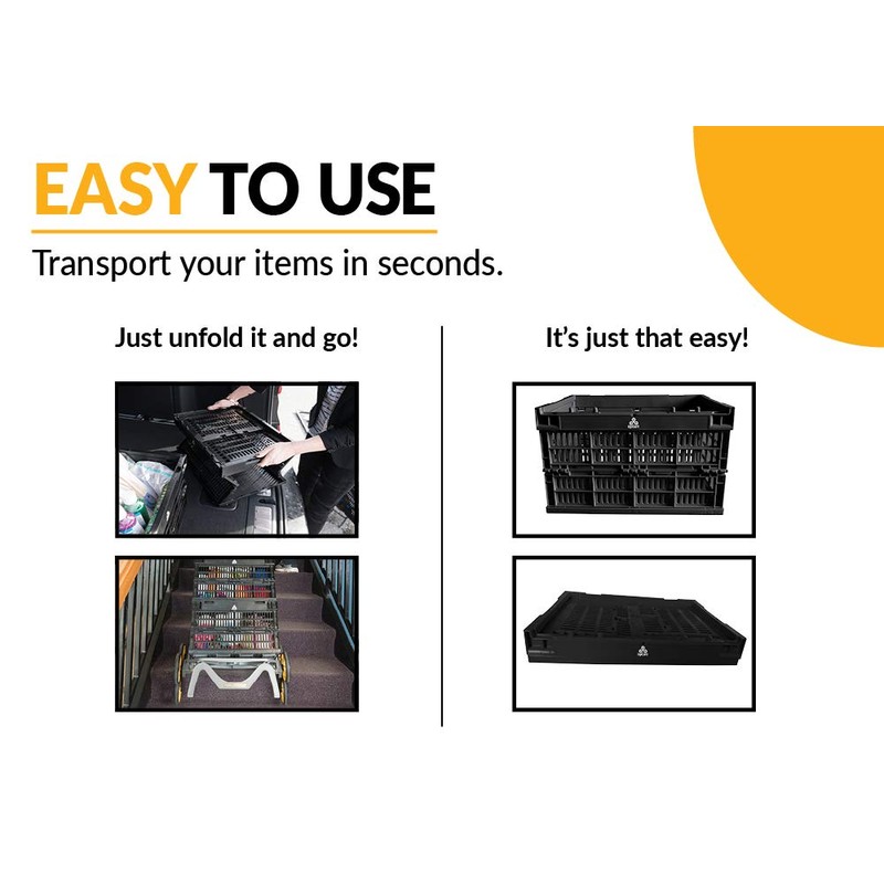 UpCart Fold-a-Crate, Collapsible Stackable Milk Crate & Plastic Storage Bin