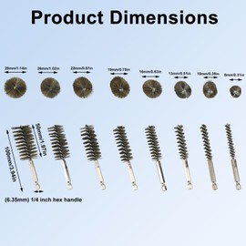 8pcs Twisted Bore Brush, Stainless Steel Wire Brush with 1/4" Hex Shank Bore Cleaner for Power Drill Impact Driver & Tube Cleaning