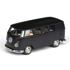 Tianmei 1:32 Scale Bus Styling Alloy Die-Cast Car Model Collection Decoration Ornaments, Kids Play Vehicle Toys with Pull Back Action and Open Doors (T1 Transporter - Black)