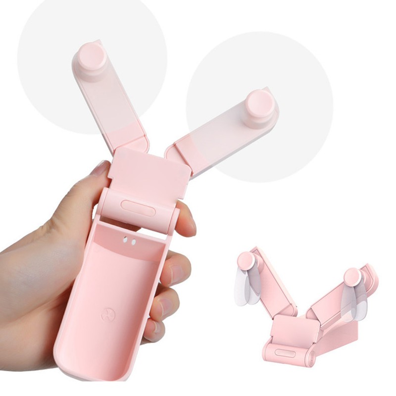 Folding Electric Fan Double Headed Portable Handheld Mini USB Fan