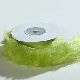 Fur Ribbon, Gift Ribbon, Decorative Ribbon, Table Runner, Green, 4 cm Wide, 1 Roll of 200 cm
