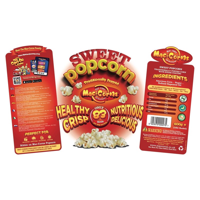 Popcorn Mega Bucket Bundle - Sweet Popcorn 600g - 12