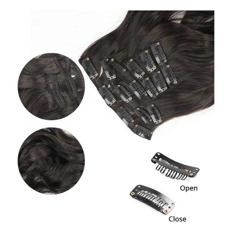 Extensiones De Pelo Ondulado Sintético 6pcs Mujeres