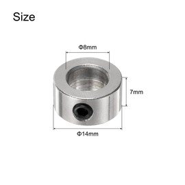 sourcing map 20pcs Set Screw Collars 8mm Bore Shaft Collars, 14mm OD, 7mm Width, Drill Stop Collar, Carbon Steel Drill Bits Depth Collars