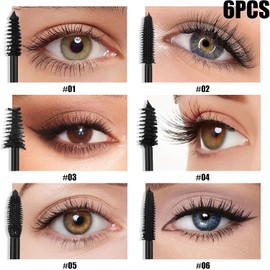 6PCS Varios cepillos 4 En 1 Mascara De Pestañas A Prueba De Agua 24 Horas Efecto Volumen No Grumos Antimanchas Para Uso Diario Cualquier Ocasión