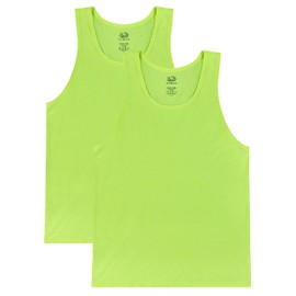 Fruit of the Loom Men's Eversoft Cotton Sleeveless T Shirts, Breathable & Moisture Wicking with Odor Control, Sizes S-4x, Tank-2 Pack-Safety Green