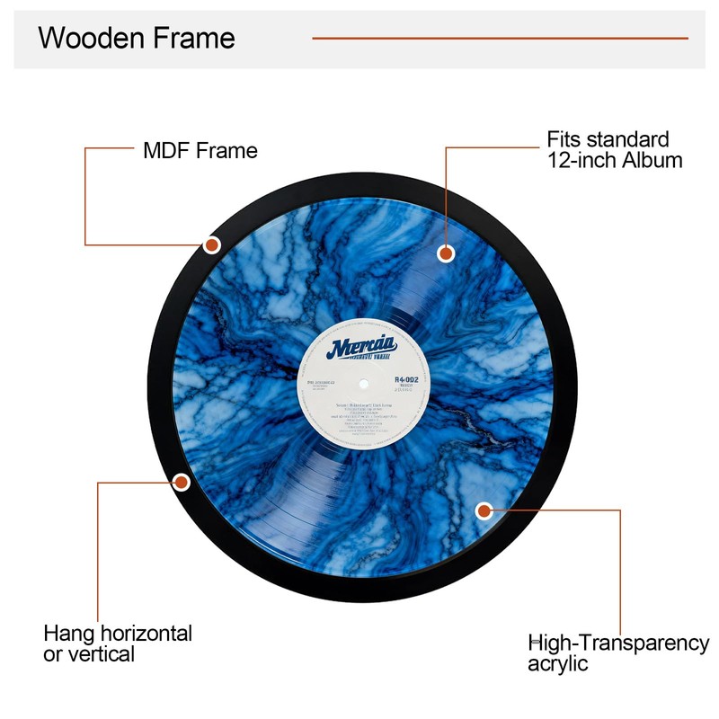 Allenkwok 12-Inch Vinyl Record Display Frame, 13x13 MDF Wood Frame